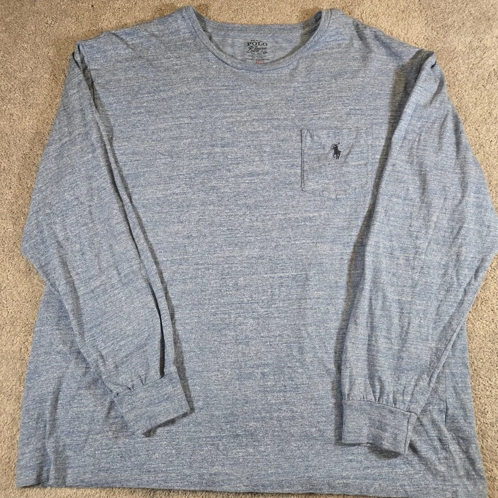Polo Ralph Lauren Shirt Mens XL Heathered Blue Crew Neck Long Sleeve Tshirt